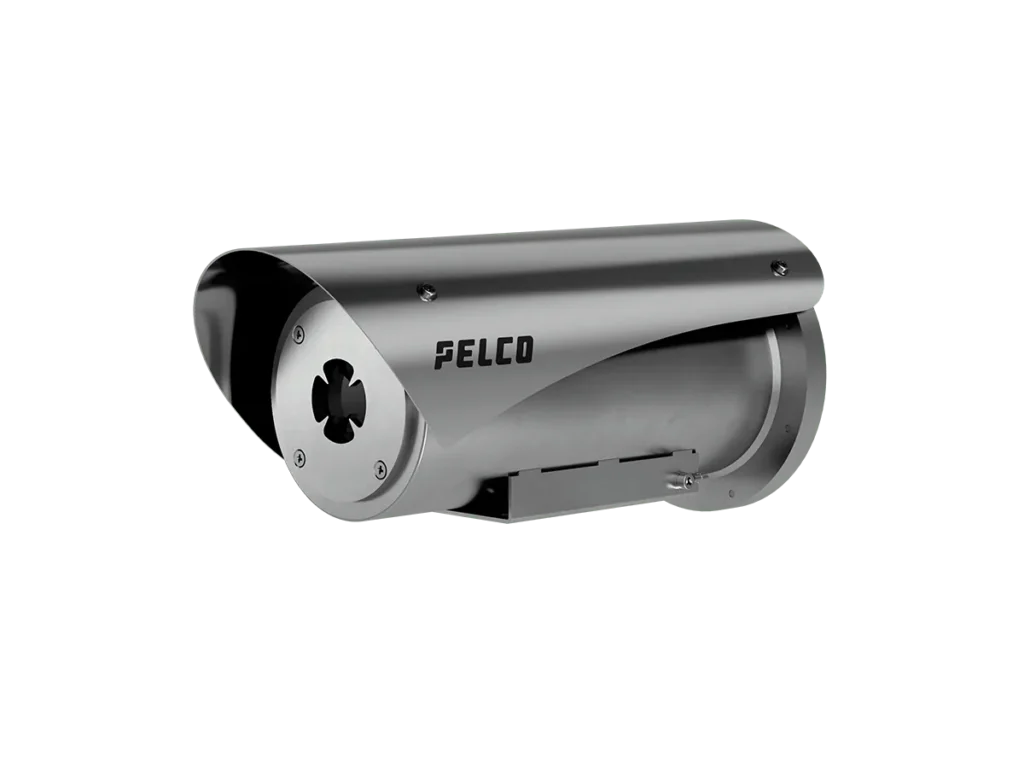 Pelco ExSite Enhanced Thermal 2 Series camera, side profile of the stainless steel enclosure
