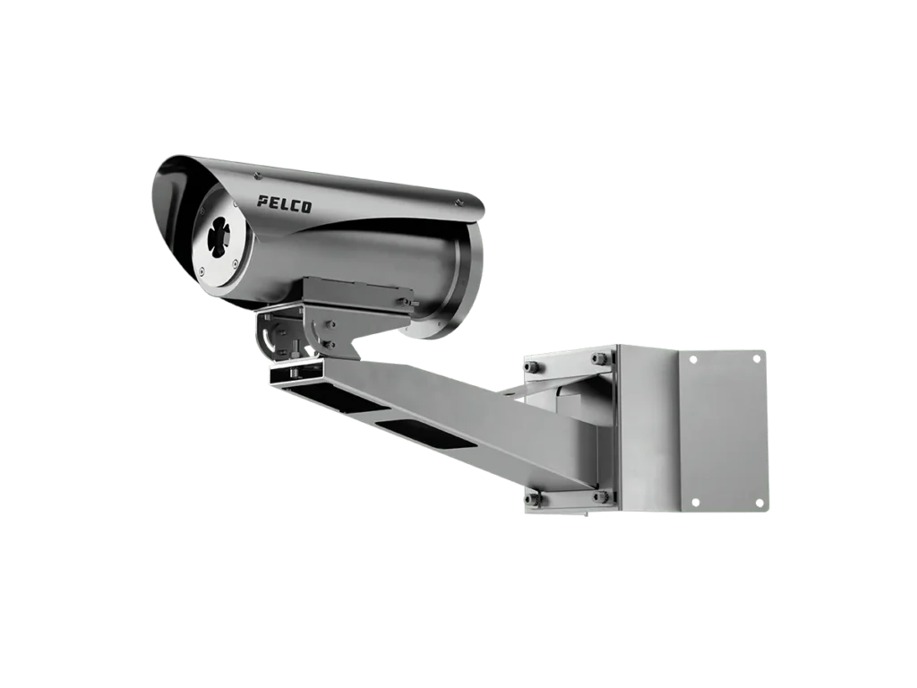 Pelco ExSite Enhanced Thermal 2 Series camera on an articulated wall bracket