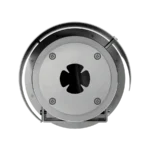Front view of the Pelco ExSite Enhanced Thermal 2 Series camera lens aperture and stainless steel faceplate