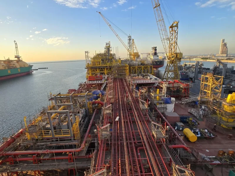 FPSO deck at sunset